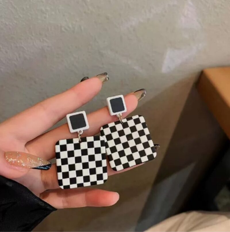 Checkered Square Studs